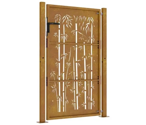Dārza Vārti, 105X130 Cm, Tērauds, Rūsas Efekts, Bambusa Dizains Vidaxl