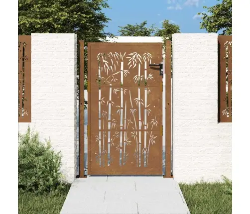 Dārza Vārti, 105X130 Cm, Tērauds, Rūsas Efekts, Bambusa Dizains Vidaxl