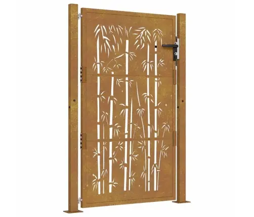 Dārza Vārti, 105X155 Cm, Tērauds, Rūsas Efekts, Bambusa Dizains Vidaxl