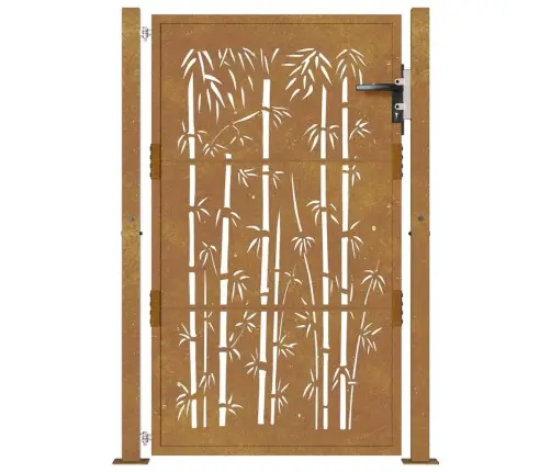 Dārza Vārti, 105X155 Cm, Tērauds, Rūsas Efekts, Bambusa Dizains Vidaxl