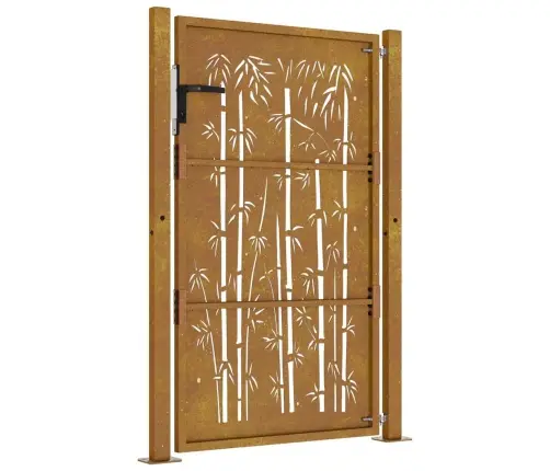 Dārza Vārti, 105X155 Cm, Tērauds, Rūsas Efekts, Bambusa Dizains Vidaxl