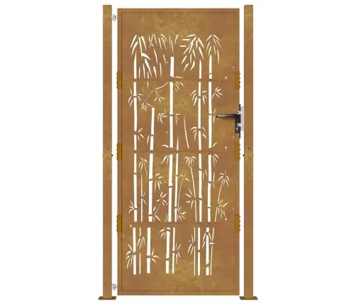 Dārza Vārti, 105X205 Cm, Tērauds, Rūsas Efekts, Bambusa Dizains Vidaxl