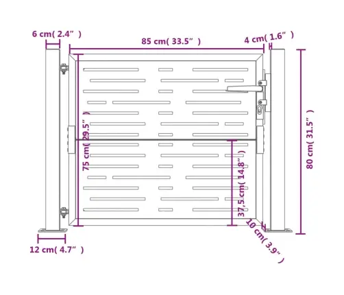 Dārza Vārti, Antracītpelēki, 105X80 Cm, Tērauds Vidaxl