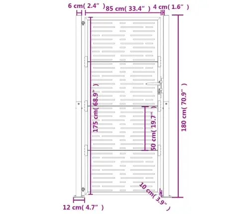 Dārza Vārti, Antracītpelēki, 105X180 Cm, Tērauds Vidaxl