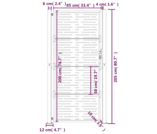 Aiavärav, Antratsiithall, 100 X 200 cm Terasest, Kandiline Disain