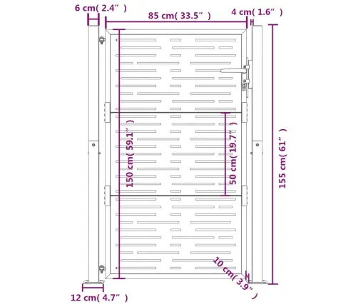 Dārza Vārti, 105X155 Cm, Tērauds Ar Rūsas Efektu Vidaxl