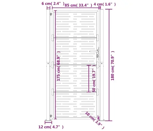 Dārza Vārti, 105X180 Cm, Tērauds Ar Rūsas Efektu Vidaxl