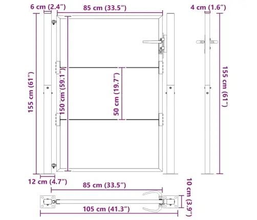 Aiavärav 105 X 155 Cm Corten Terasest