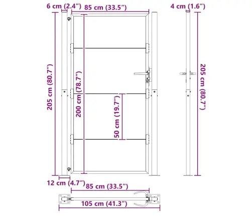 Dārza Vārti, 105X205 Cm, Tērauds Ar Rūsas Efektu Vidaxl
