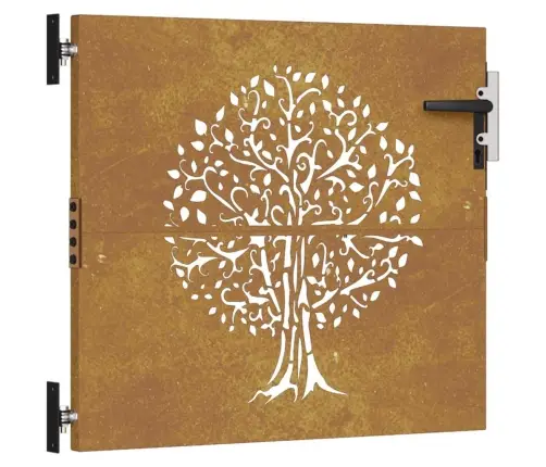 Dārza Vārti, 85X75 Cm, Tērauds Ar Rūsas Efektu, Koka Dizains Vidaxl