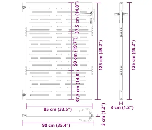 Dārza Vārti, 85X75 Cm, Tērauds Ar Rūsas Efektu, Koka Dizains Vidaxl