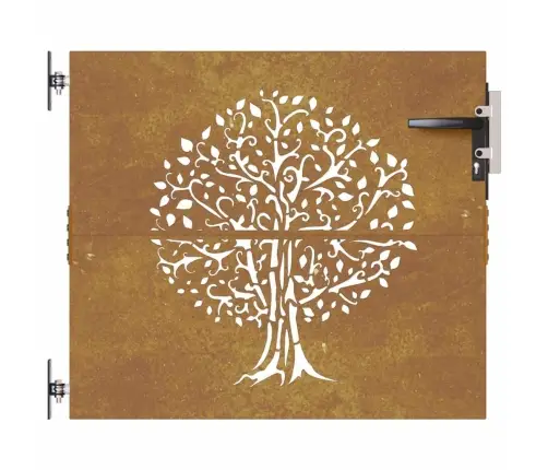 Dārza Vārti, 85X75 Cm, Tērauds Ar Rūsas Efektu, Koka Dizains Vidaxl