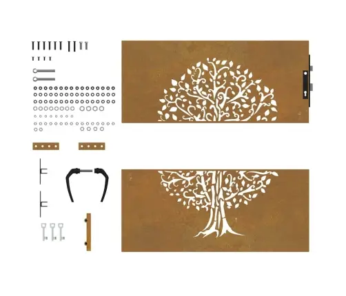 Dārza Vārti, 85X75 Cm, Tērauds Ar Rūsas Efektu, Koka Dizains Vidaxl