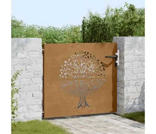 Dārza Vārti, 85X100 Cm, Tērauds Ar Rūsas Efektu, Koka Dizains Vidaxl