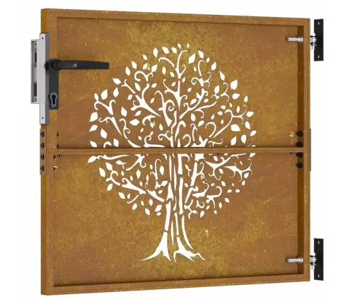 Dārza Vārti, 85X100 Cm, Tērauds Ar Rūsas Efektu, Koka Dizains Vidaxl