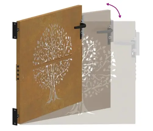 Dārza Vārti, 85X100 Cm, Tērauds Ar Rūsas Efektu, Koka Dizains Vidaxl