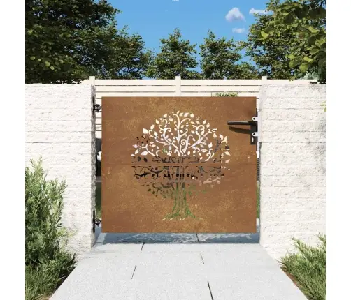 Dārza Vārti, 85X100 Cm, Tērauds Ar Rūsas Efektu, Koka Dizains Vidaxl