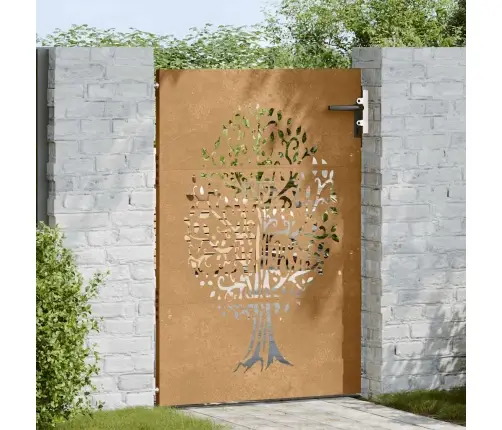 Sodo Vartai, 85X125cm Corten Plienas, Medžio Dizaino