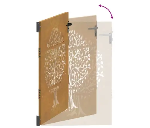 Sodo Vartai, 85X125cm Corten Plienas, Medžio Dizaino