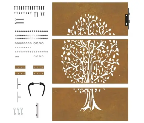 Sodo Vartai, 85X125cm Corten Plienas, Medžio Dizaino