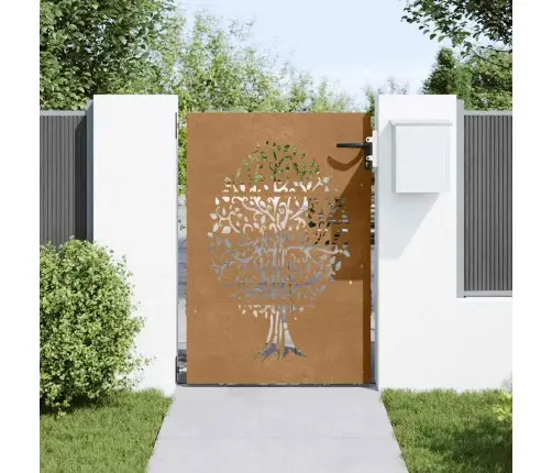 Dārza Vārti, 85X150 Cm, Tērauds Ar Rūsas Efektu, Koka Dizains Vidaxl