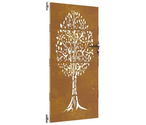 Dārza Vārti, 85X200 Cm, Tērauds Ar Rūsas Efektu, Koka Dizains Vidaxl