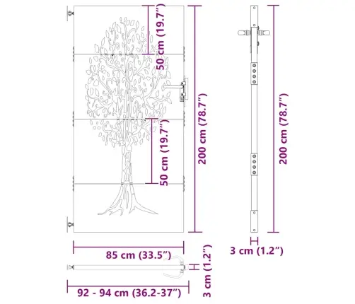 Dārza Vārti, 85X200 Cm, Tērauds Ar Rūsas Efektu, Koka Dizains Vidaxl