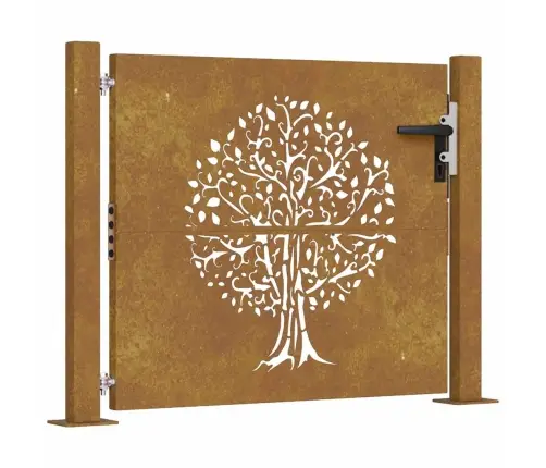 Sodo Vartai, 100X75 cm Corten Plienas, Medžio Raštas