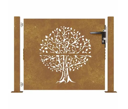 Sodo Vartai, 100X75 cm Corten Plienas, Medžio Raštas