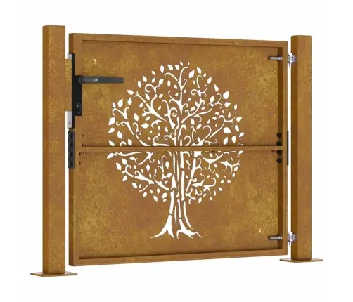 Sodo Vartai, 100X75 cm Corten Plienas, Medžio Raštas