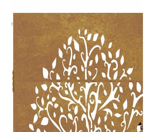 Sodo Vartai, 100X75 cm Corten Plienas, Medžio Raštas