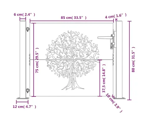 Sodo Vartai, 100X75 cm Corten Plienas, Medžio Raštas