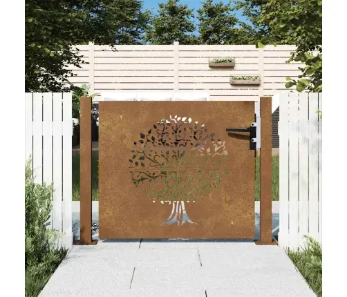 Sodo Vartai, 100X75 cm Corten Plienas, Medžio Raštas