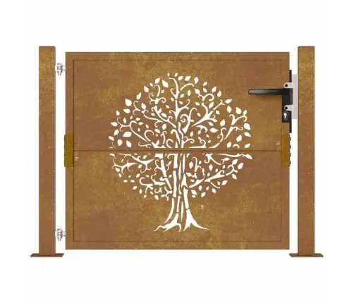 Dārza Vārti, 105X130 Cm, Tērauds Ar Rūsas Efektu, Koka Dizains Vidaxl