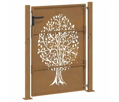 Dārza Vārti, 105X130 Cm, Tērauds Ar Rūsas Efektu, Koka Dizains Vidaxl