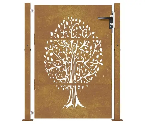 Dārza Vārti, 105X155 Cm, Tērauds Ar Rūsas Efektu, Koka Dizains Vidaxl