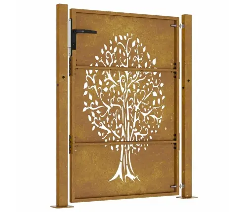 Dārza Vārti, 105X155 Cm, Tērauds Ar Rūsas Efektu, Koka Dizains Vidaxl