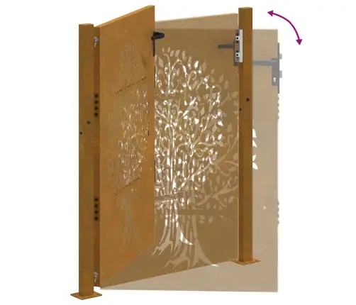 Dārza Vārti, 105X155 Cm, Tērauds Ar Rūsas Efektu, Koka Dizains Vidaxl