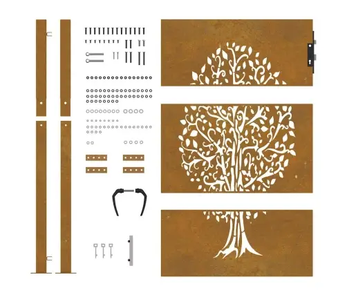 Dārza Vārti, 105X155 Cm, Tērauds Ar Rūsas Efektu, Koka Dizains Vidaxl