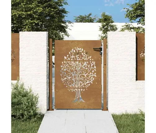 Dārza Vārti, 105X155 Cm, Tērauds Ar Rūsas Efektu, Koka Dizains Vidaxl