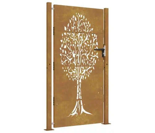 Dārza Vārti, 105X205 Cm, Tērauds Ar Rūsas Efektu, Koka Dizains Vidaxl