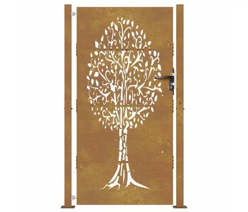 Dārza Vārti, 105X205 Cm, Tērauds Ar Rūsas Efektu, Koka Dizains Vidaxl