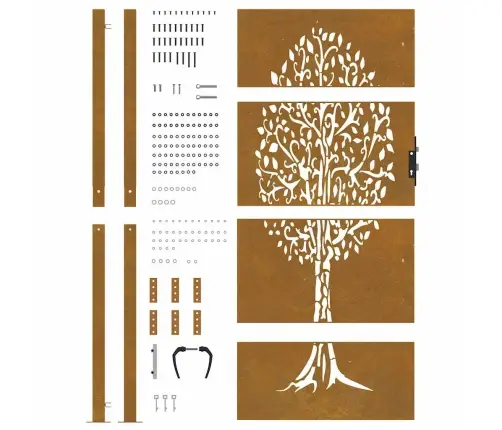 Dārza Vārti, 105X205 Cm, Tērauds Ar Rūsas Efektu, Koka Dizains Vidaxl