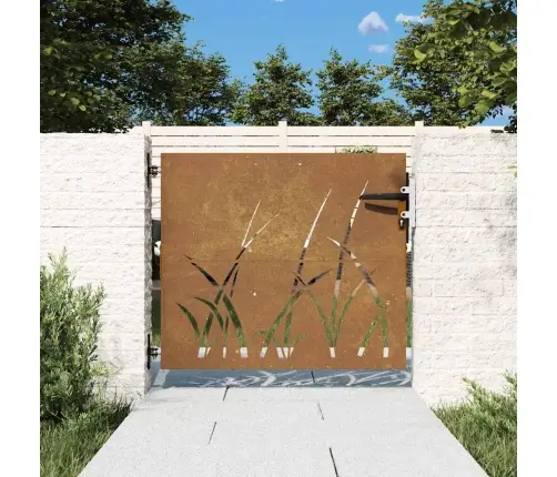 Dārza Vārti, 85X75 Cm, Tērauds Ar Rūsas Efektu, Zāles Dizains Vidaxl