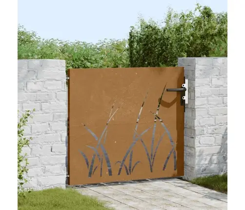 Dārza Vārti, 85X100 Cm, Tērauds Ar Rūsas Efektu, Zāles Dizains Vidaxl