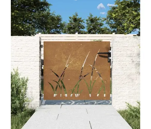 Dārza Vārti, 85X100 Cm, Tērauds Ar Rūsas Efektu, Zāles Dizains Vidaxl