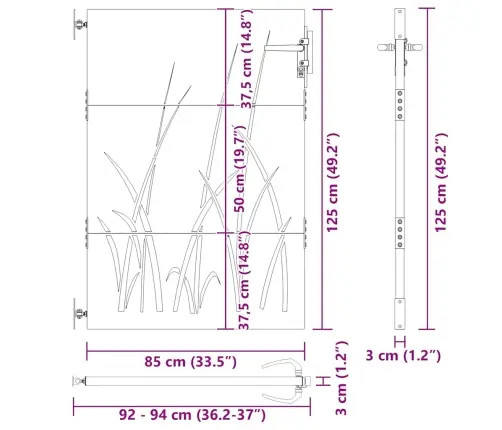 Aiavärav 85 X 125 Cm Corten Terasest Murukujundusega
