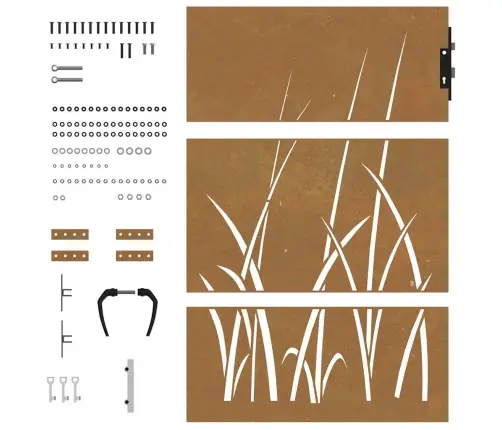 Aiavärav 85 X 125 Cm Corten Terasest Murukujundusega