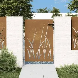 Sodo Vartai, 85X125cm Corten Plienas, Žolės Dizaino