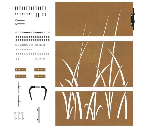 Dārza Vārti, 85X150 Cm, Tērauds Ar Rūsas Efektu, Zāles Dizains Vidaxl